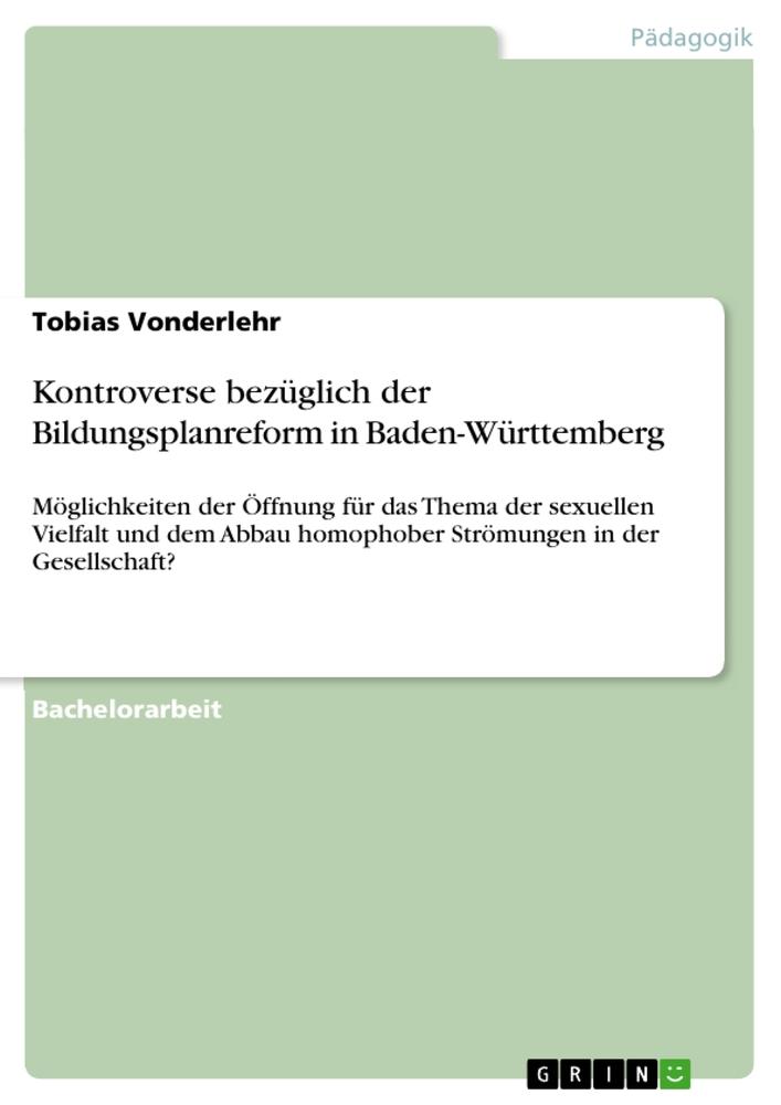 Vorderes Coverbild Kontroverse bezüglich der Bildungsplanreform in Baden-Württemberg