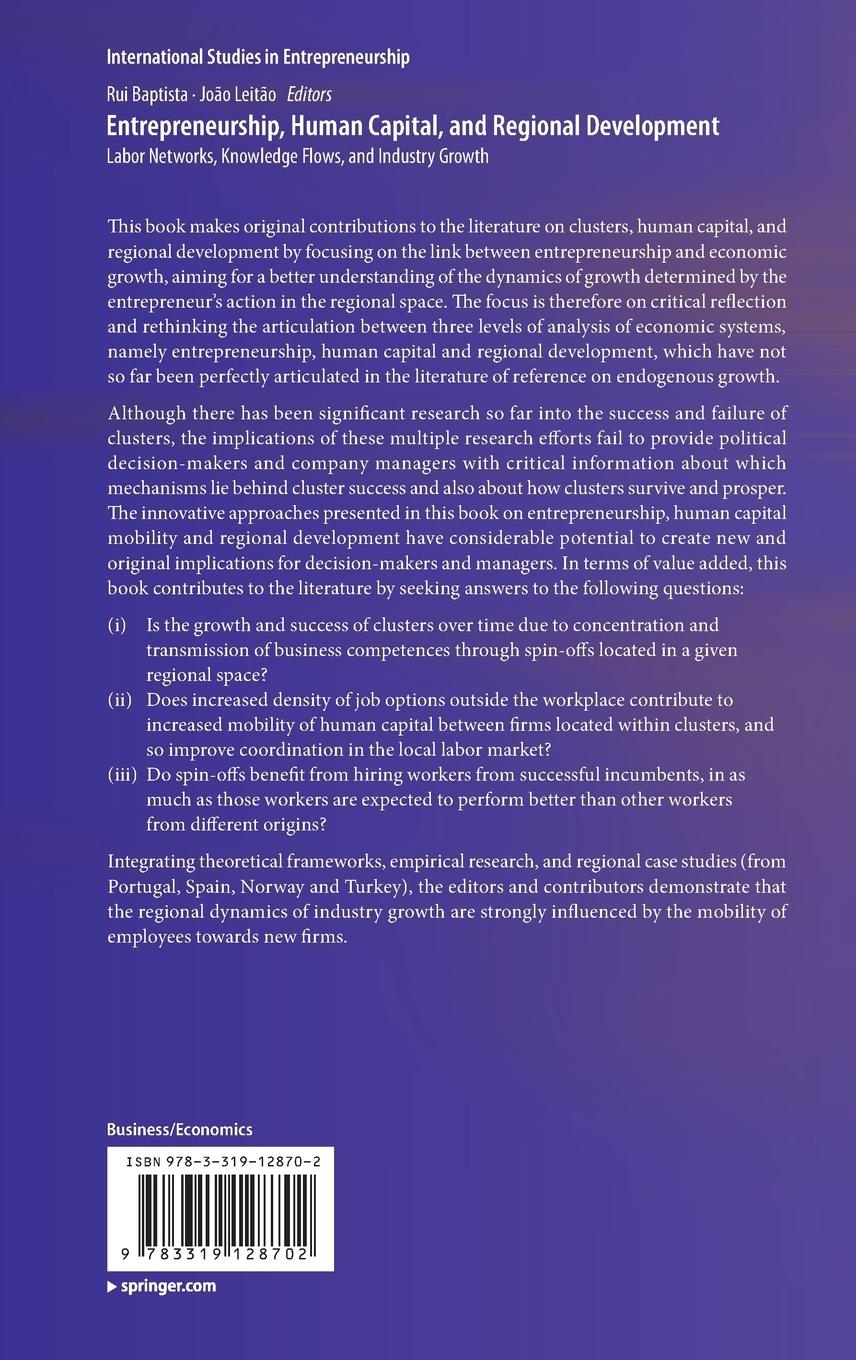 Rückseitencover Entrepreneurship, Human Capital, and Regional Development