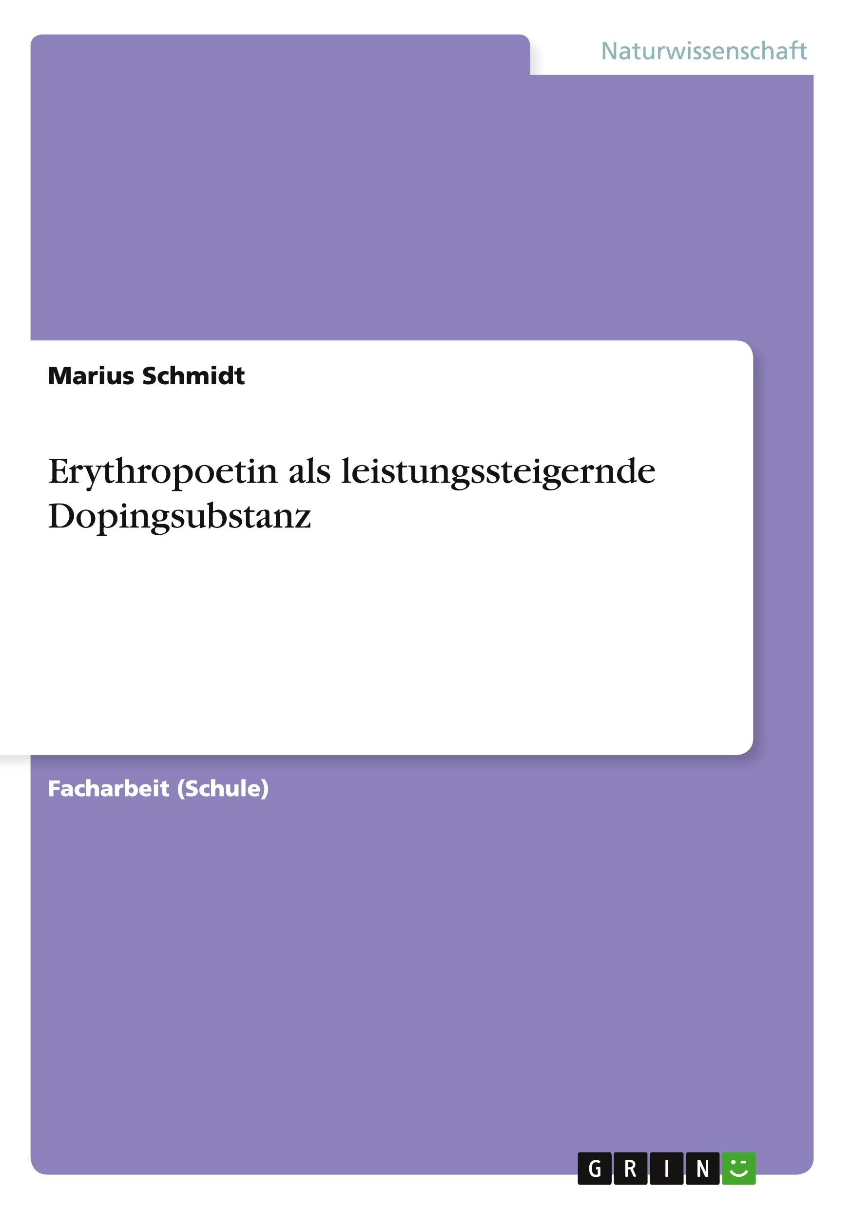 Vorderes Coverbild Erythropoetin als leistungssteigernde Dopingsubstanz
