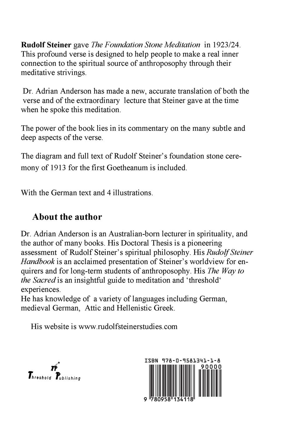 Rückseitencover The Foundation Stone Meditation - A New Commentary