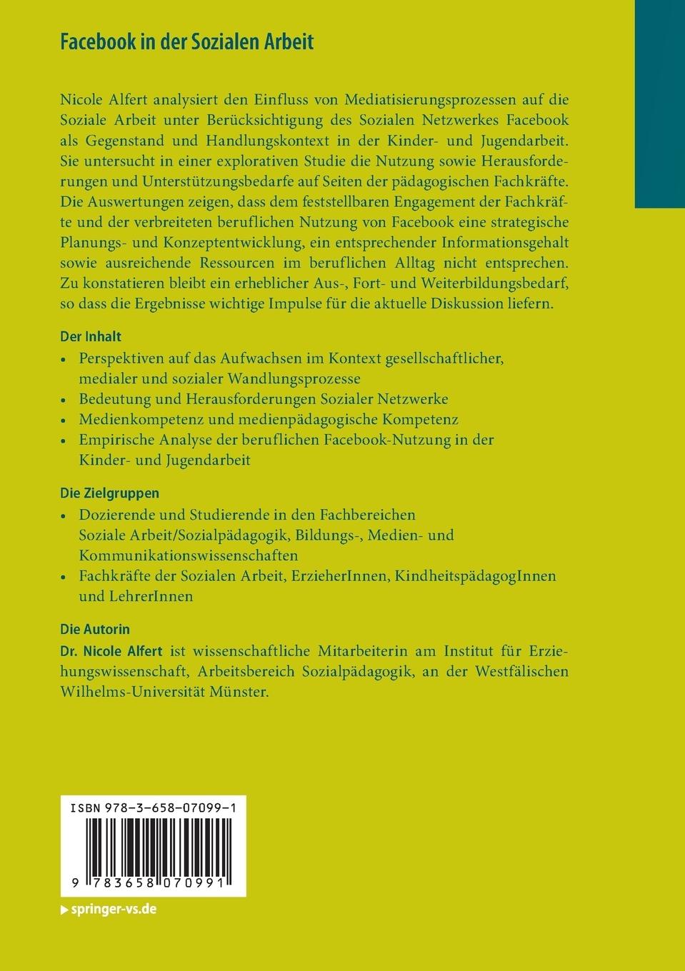 Rückseitencover Facebook in der Sozialen Arbeit