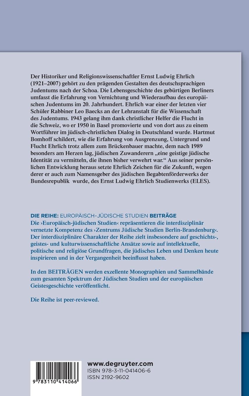 Rückseitencover Ernst Ludwig Ehrlich - prägende Jahre