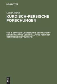 Vorderes Coverbild Deutsche Übersetzung der Texte mit einer Einleitung über Inhalt und Form der ostkurdischen Volksepik