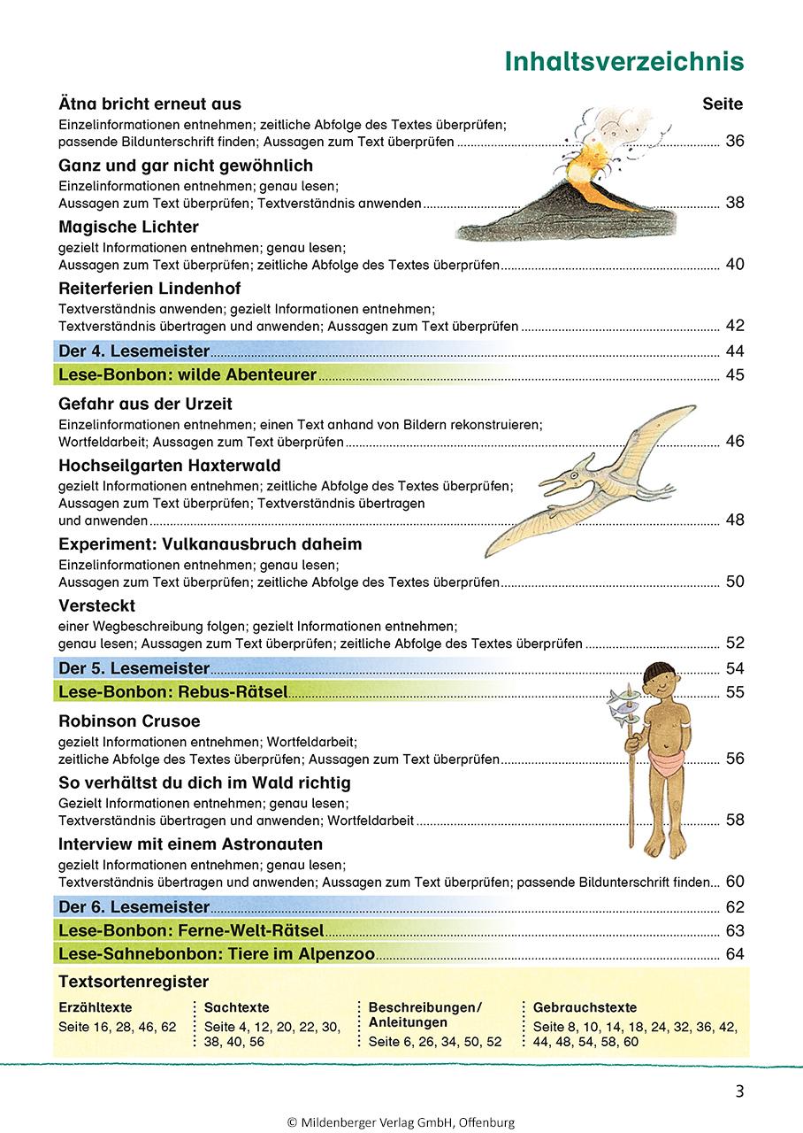 Beispielinhalt (Bild) Das Übungsheft Lesen 4