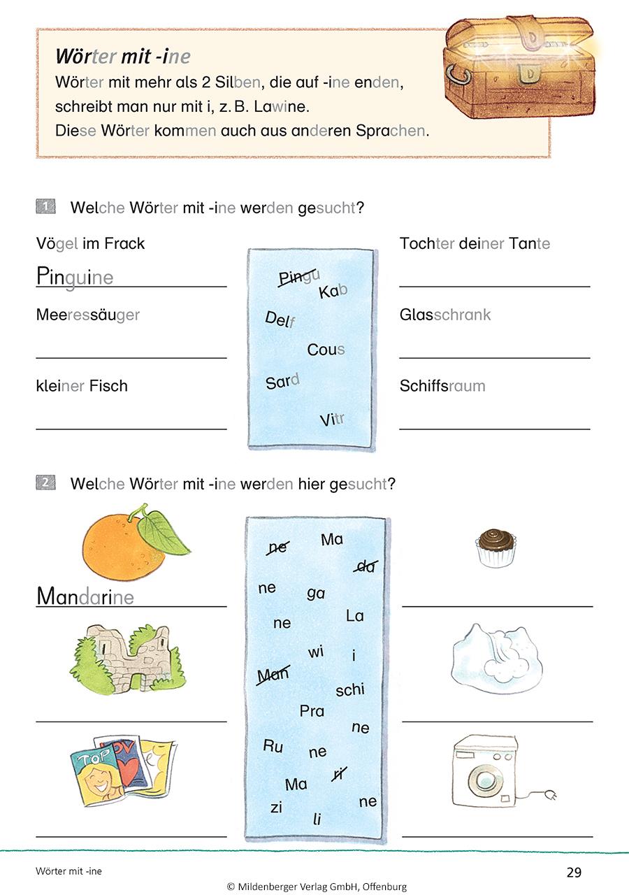 Beispielinhalt (Bild) Das Übungsheft Rechtschreiben 4