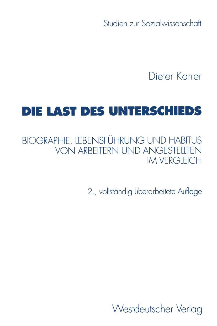 Vorderes Coverbild Die Last des Unterschieds