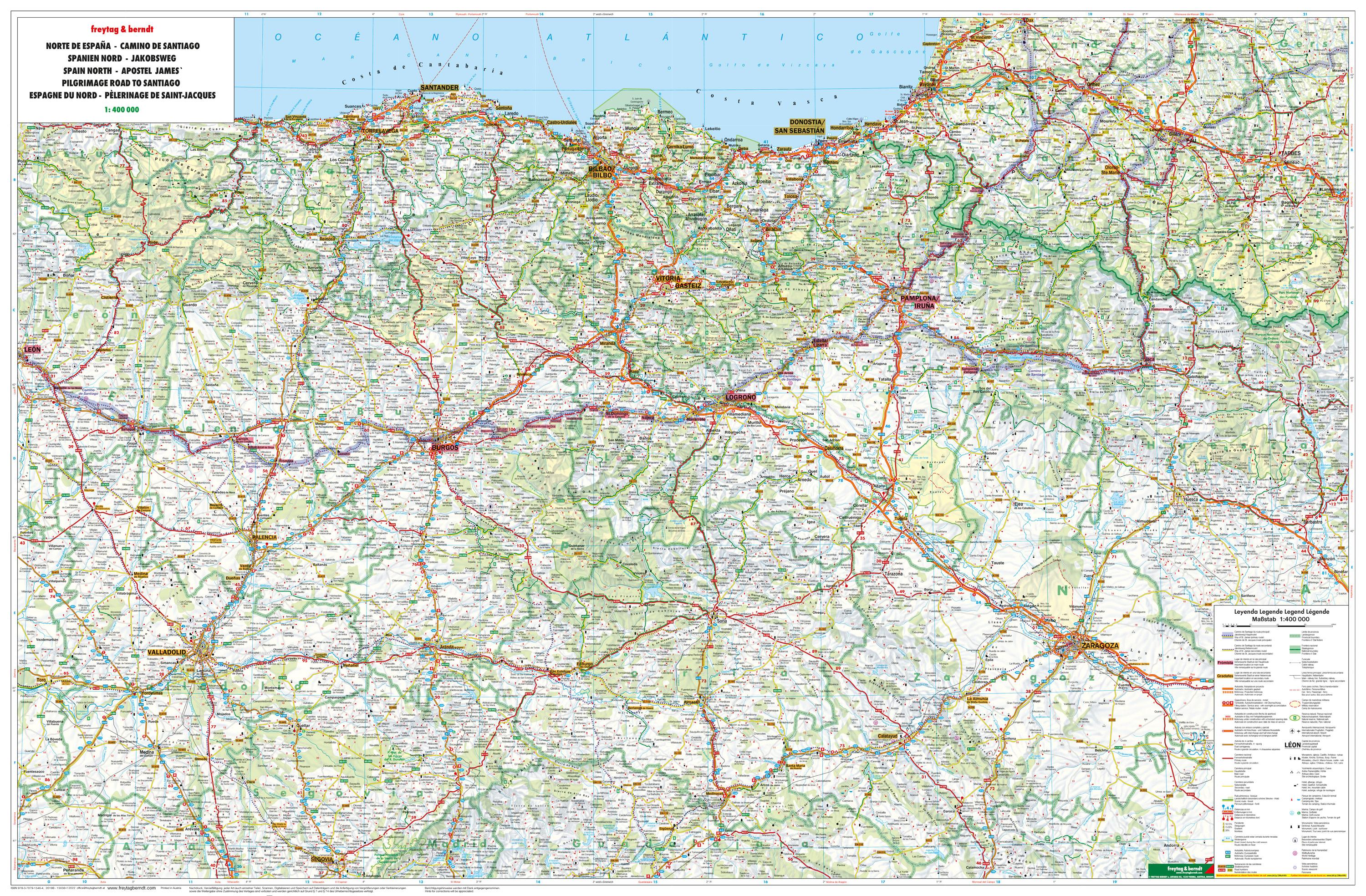 Beispielinhalt (Bild) Spanien - Jakobsweg, Autokarte 1:400.000