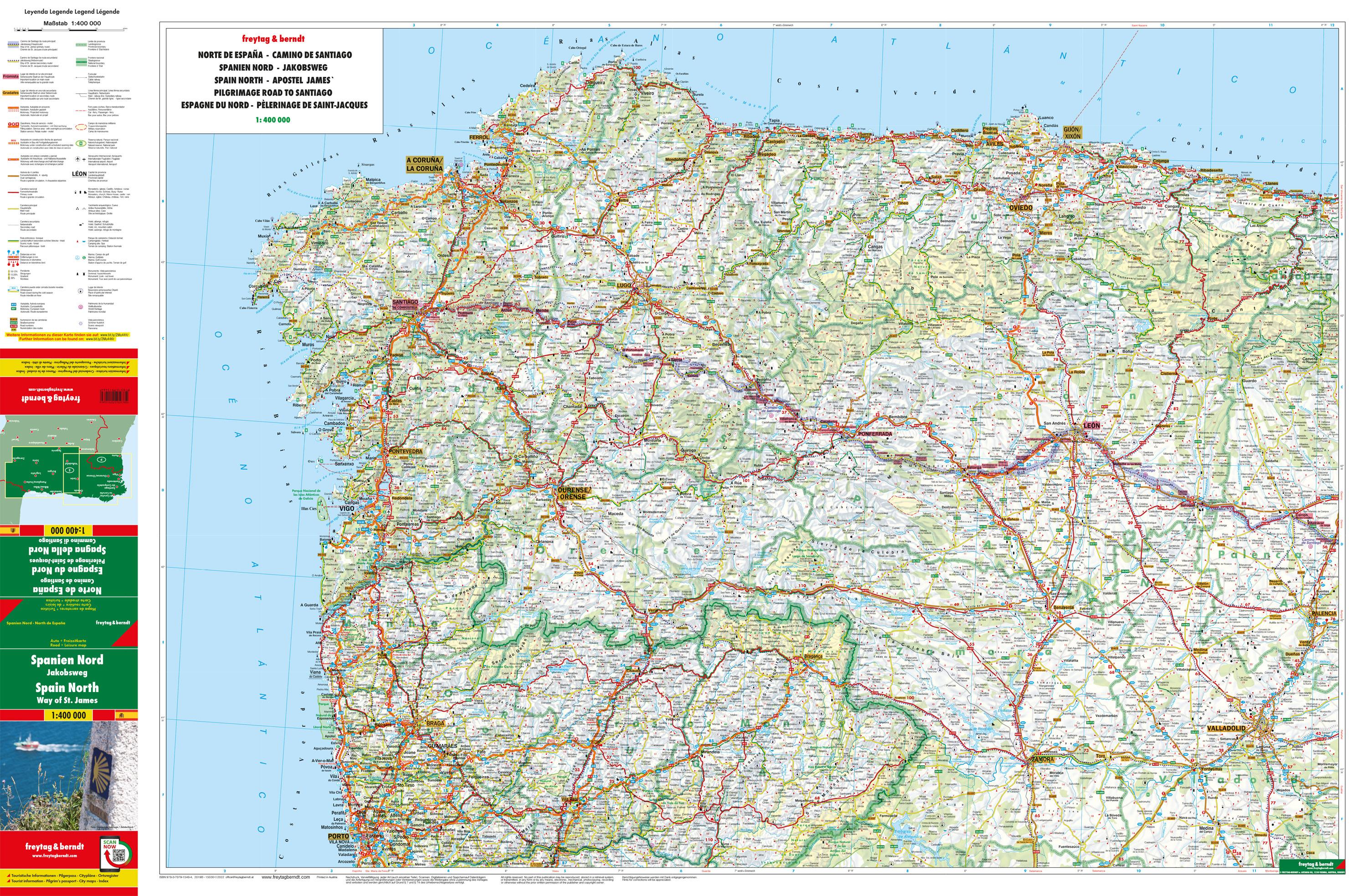 Beispielinhalt (Bild) Spanien - Jakobsweg, Autokarte 1:400.000