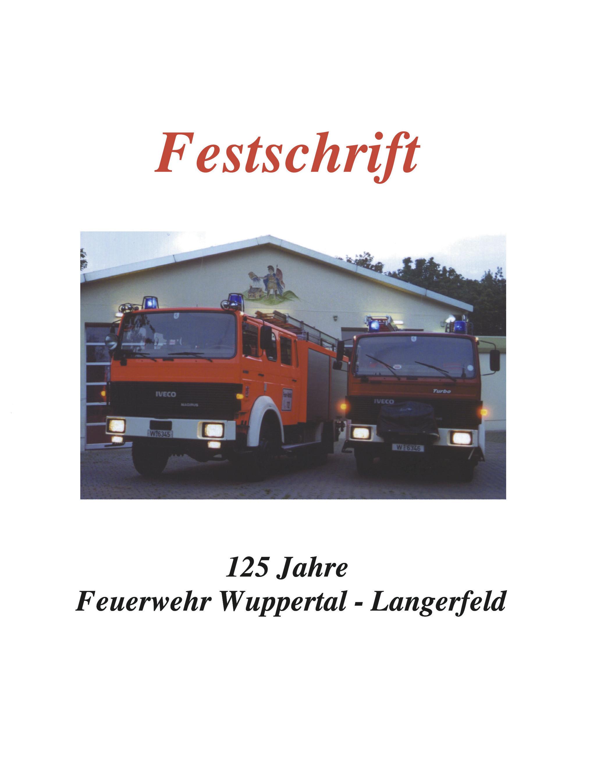 Vorderes Coverbild Festschrift 125 Jahre Feuerwehr Langerfeld
