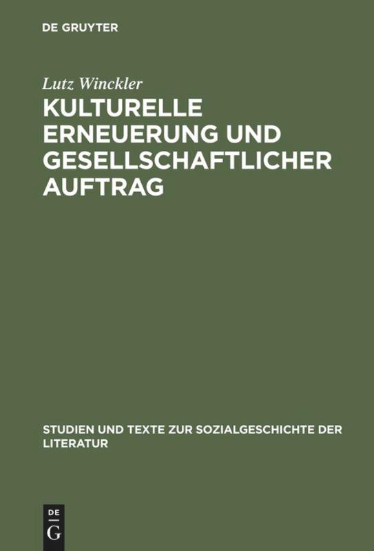 Vorderes Coverbild Kulturelle Erneuerung und gesellschaftlicher Auftrag