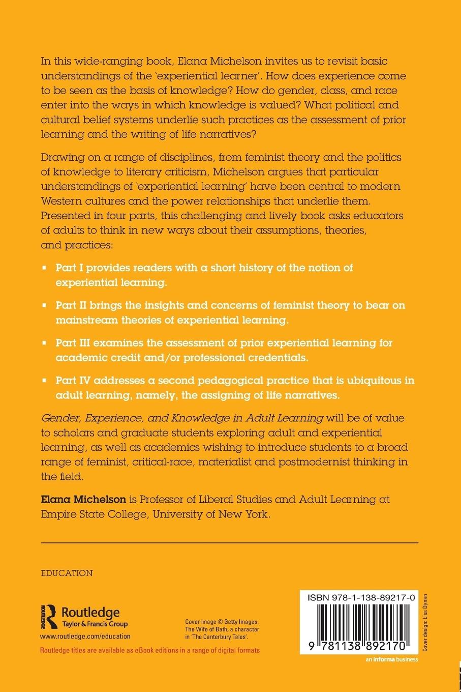 Rückseitencover Gender, Experience, and Knowledge in Adult Learning