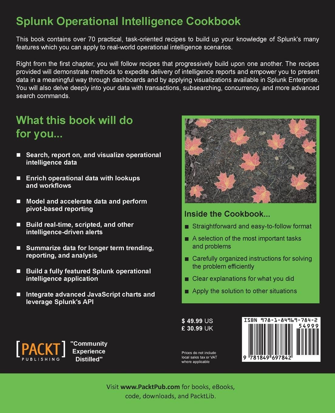 Rückseitencover Splunk Operational Intelligence Cookbook