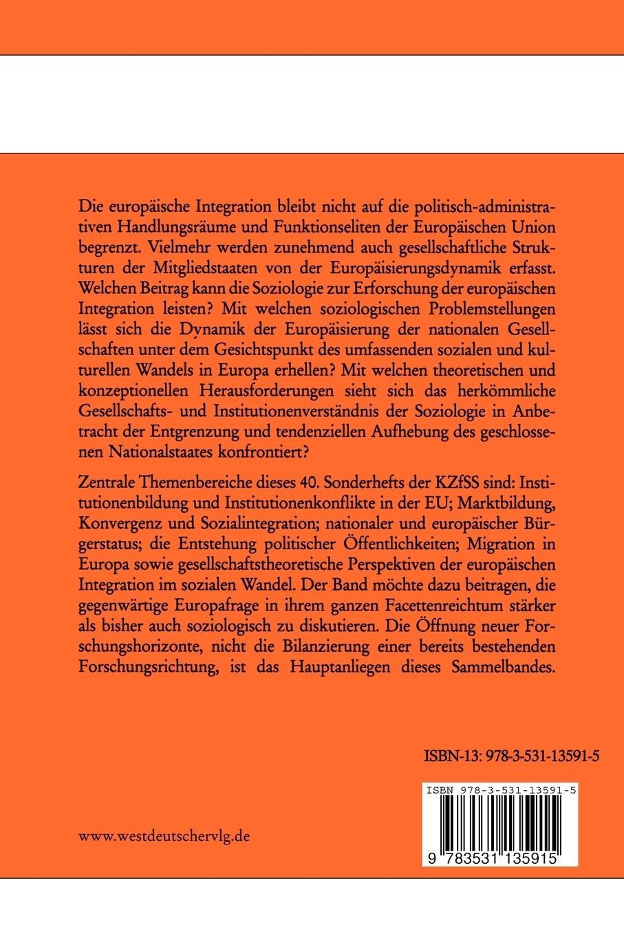 Rückseitencover Die Europäisierung Nationaler Gesellschaften