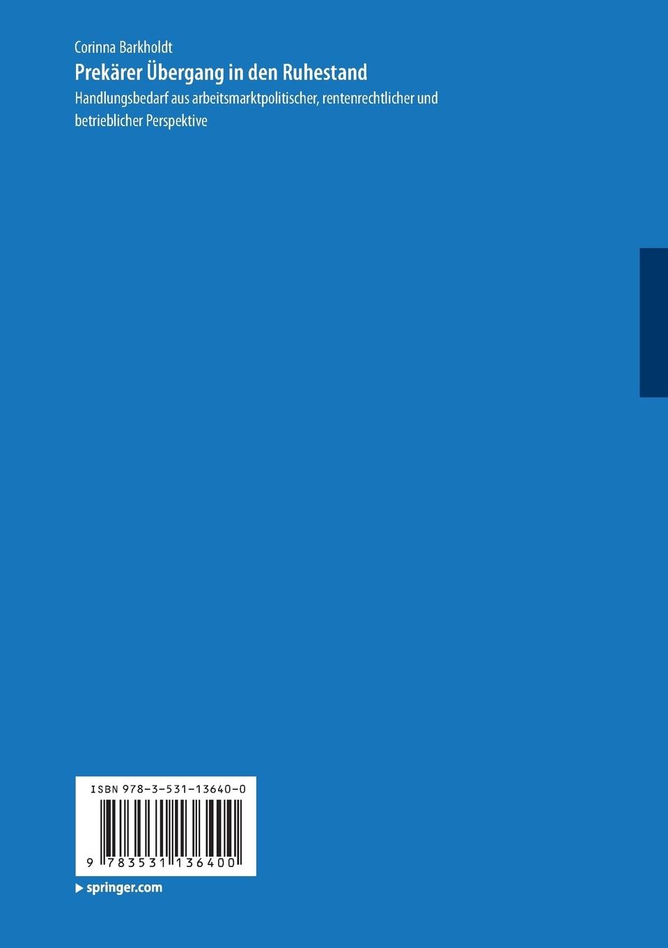 Rückseitencover Prekärer Übergang in den Ruhestand