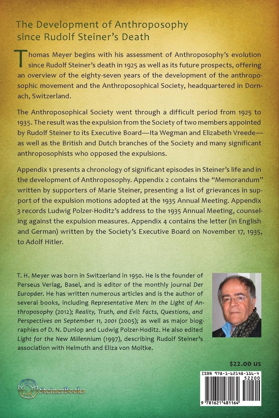 Rückseitencover The Development of Anthroposophy Since Rudolf Steiner's Death