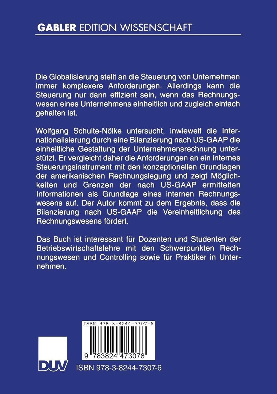 Rückseitencover US-GAAP als Steuerungsgrundlage für Unternehmen