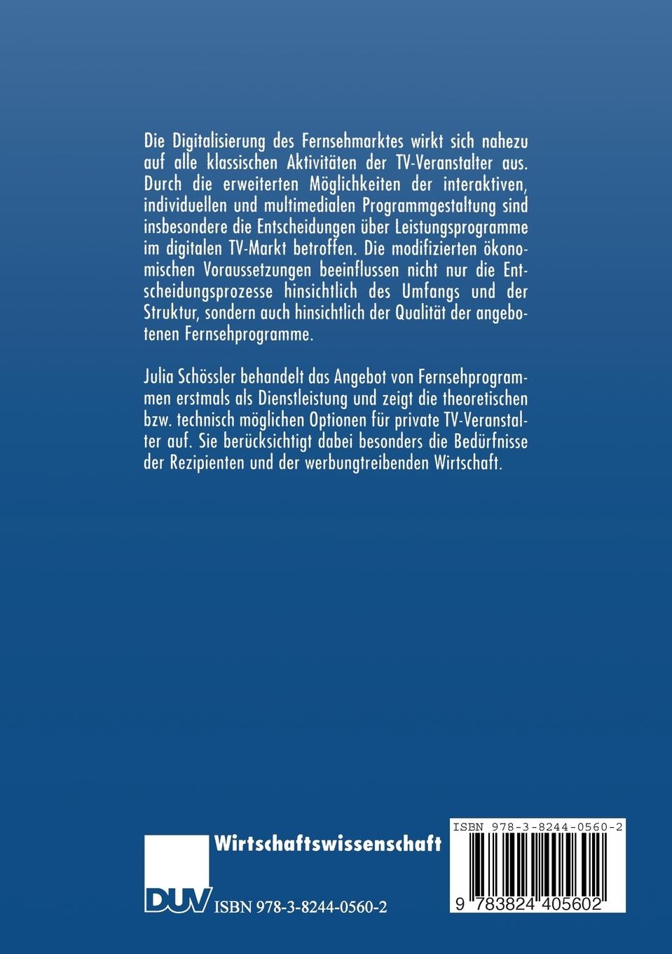 Rückseitencover Die Digitalisierung von Fernsehprogrammen