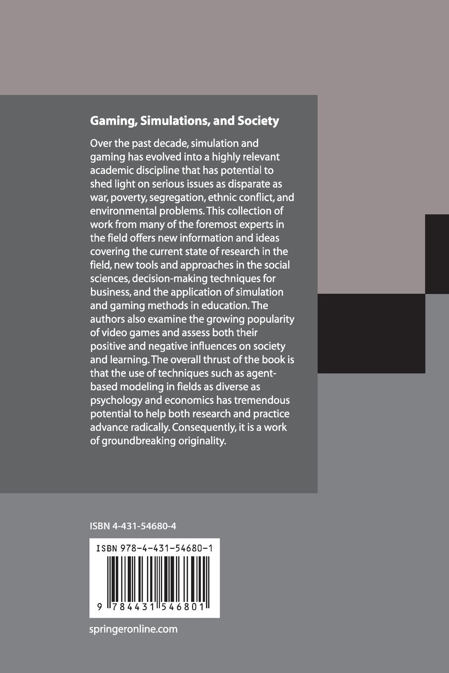 Rückseitencover Gaming, Simulations and Society