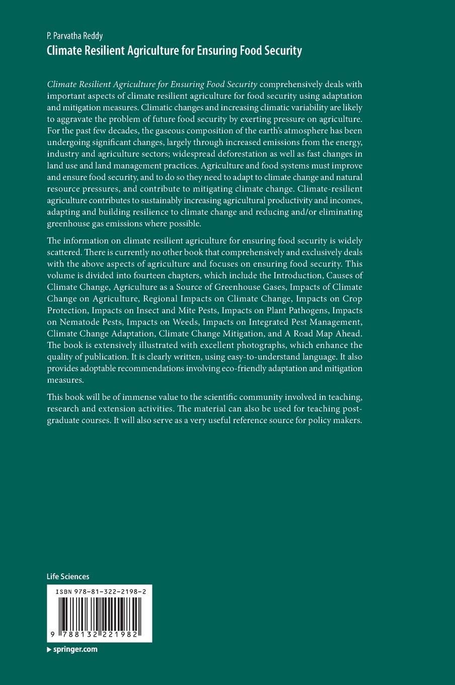 Rückseitencover Climate Resilient Agriculture for Ensuring Food Security