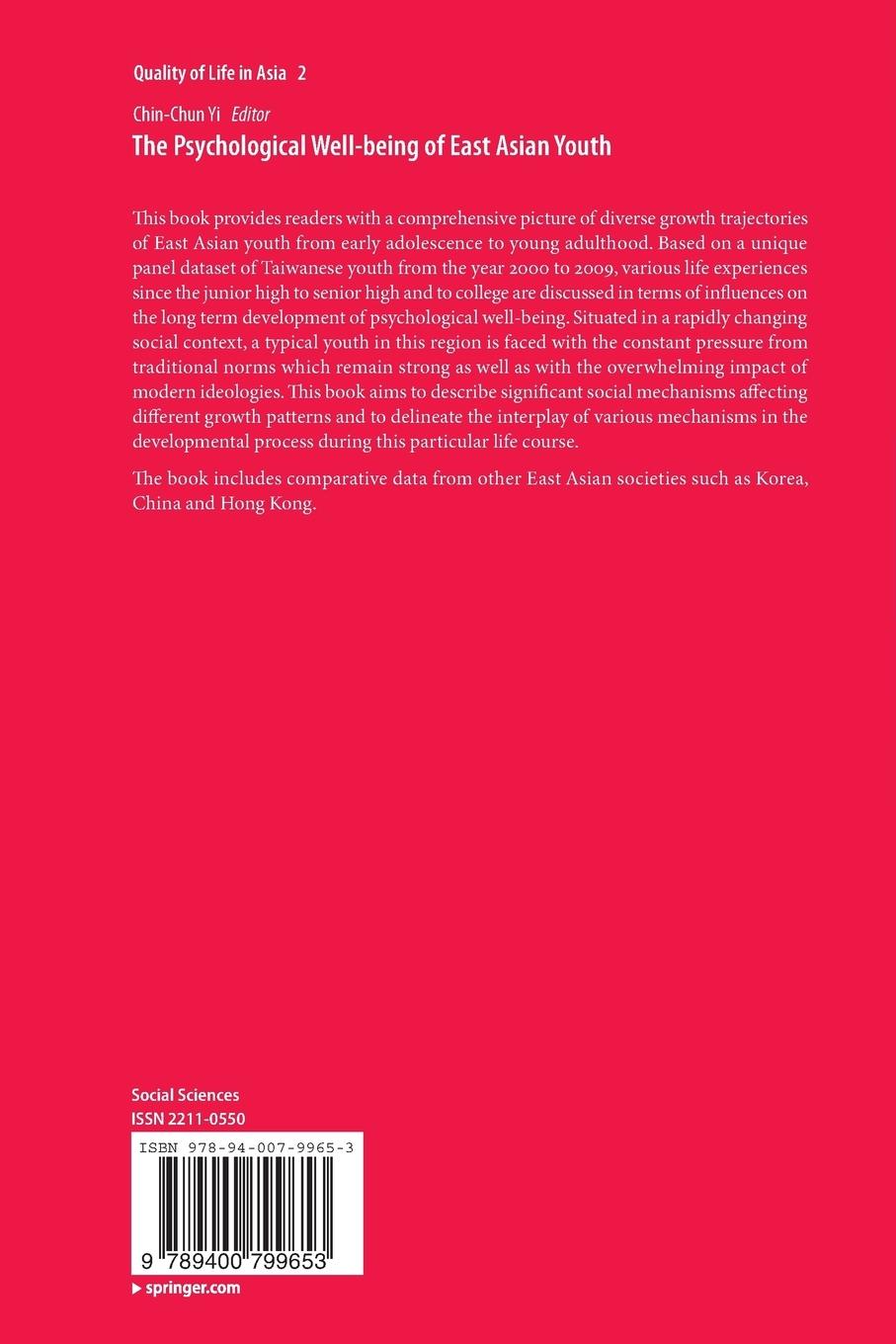 Rückseitencover The Psychological Well-being of East Asian Youth