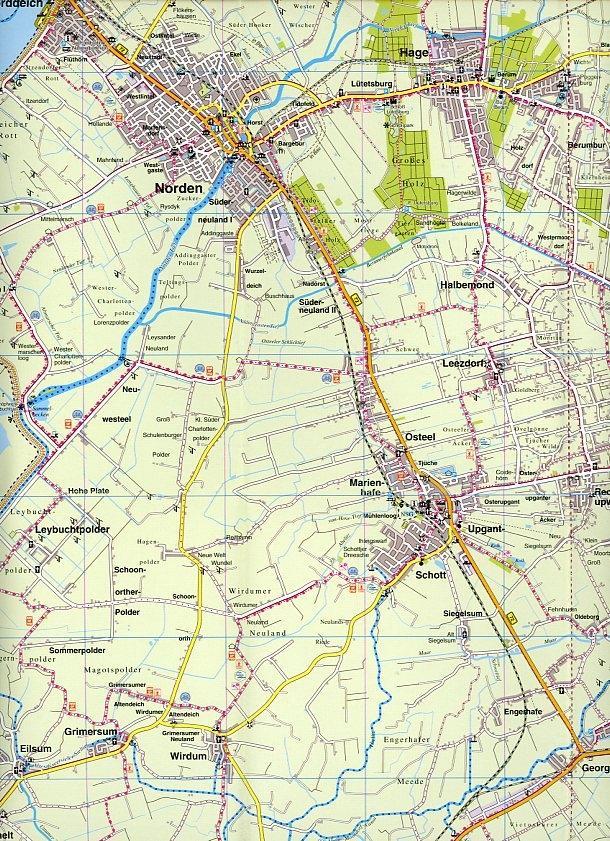 Beispielinhalt (Bild) Aurich Landkreis, KVplan, Radkarte/Freizeitkarte, 1:60.000