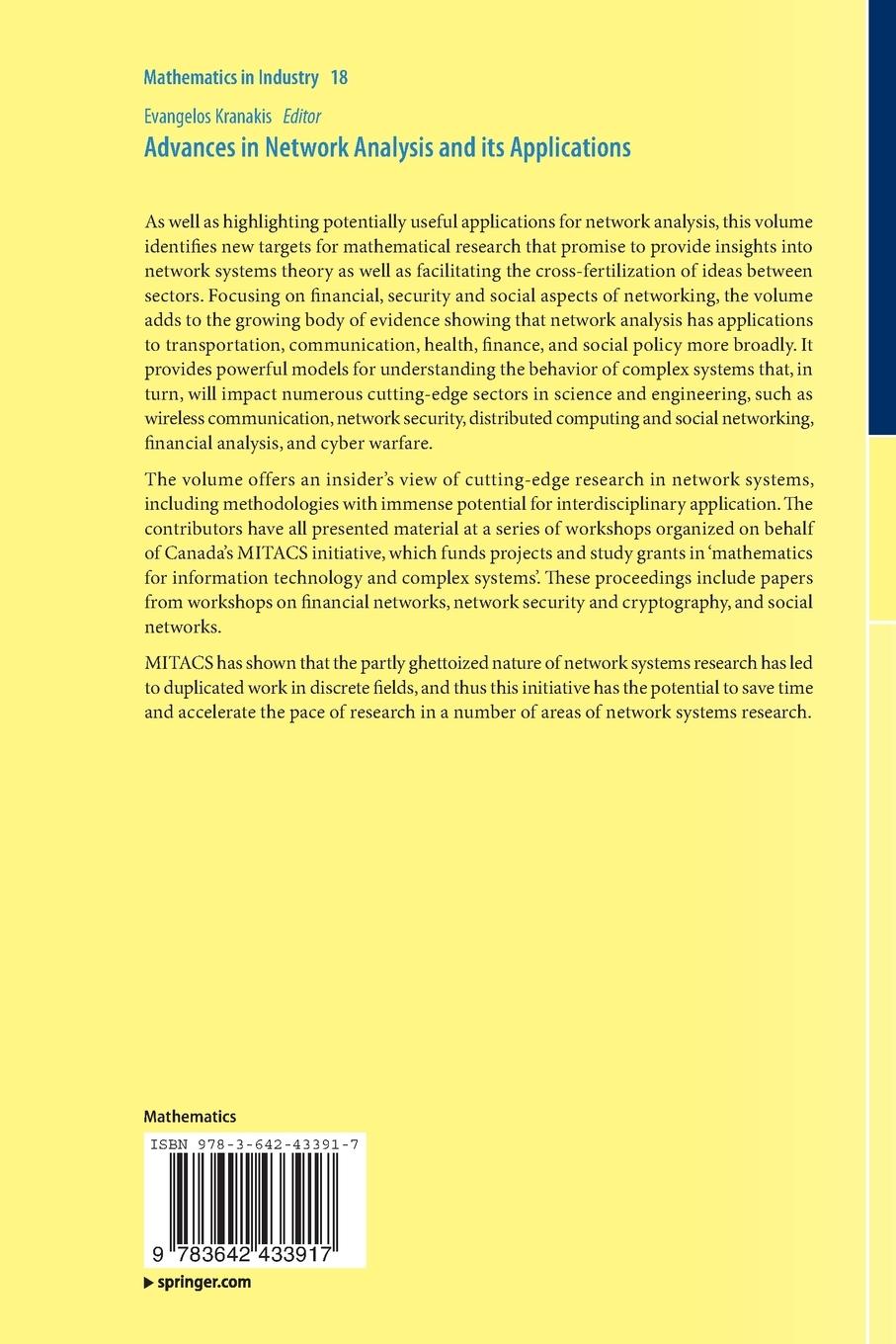 Rückseitencover Advances in Network Analysis and its Applications