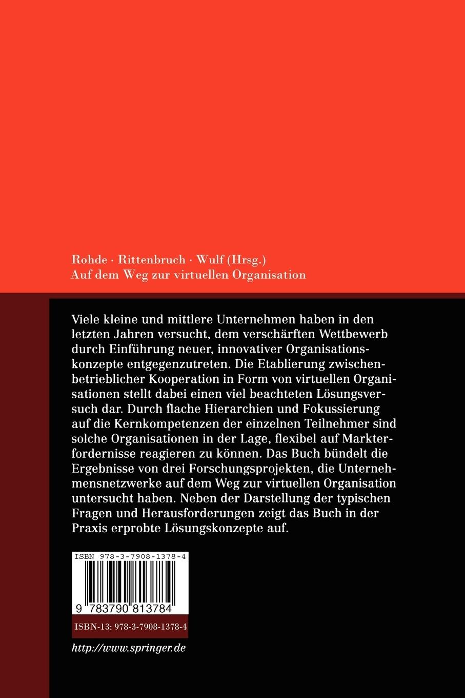 Rückseitencover Auf dem Weg zur virtuellen Organisation