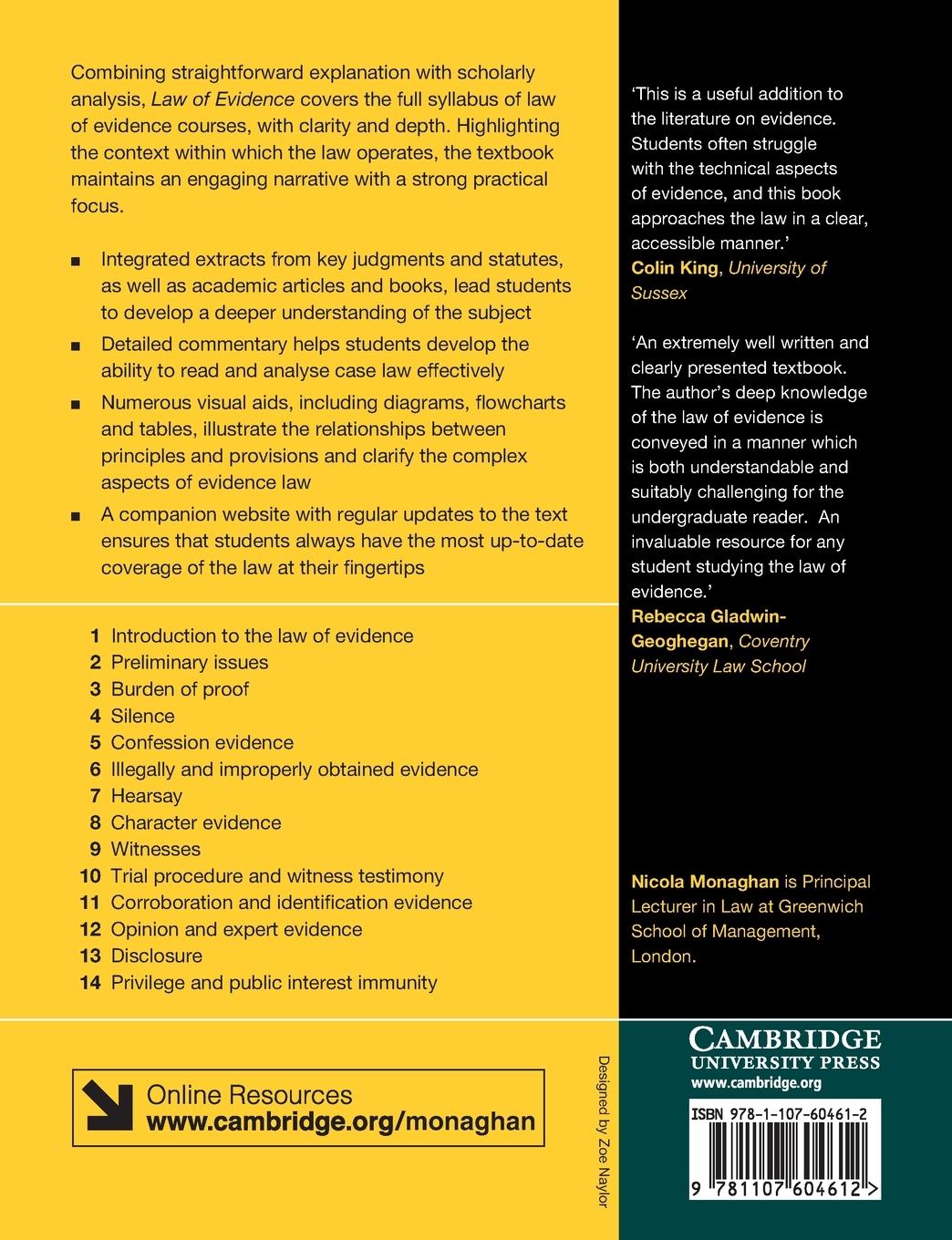 Rückseitencover Law of Evidence