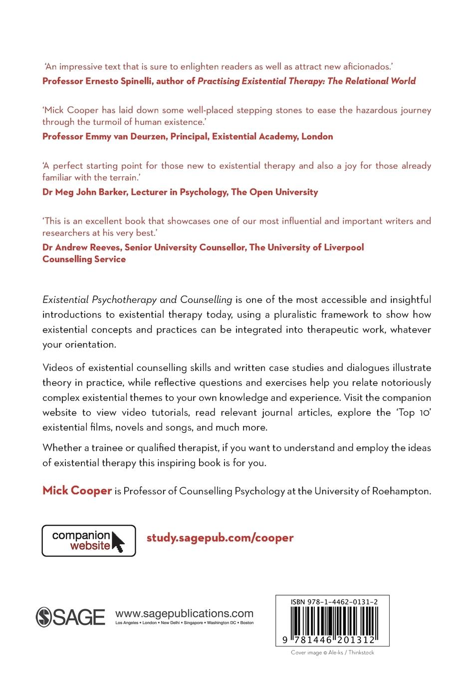 Rückseitencover Existential Psychotherapy and Counselling