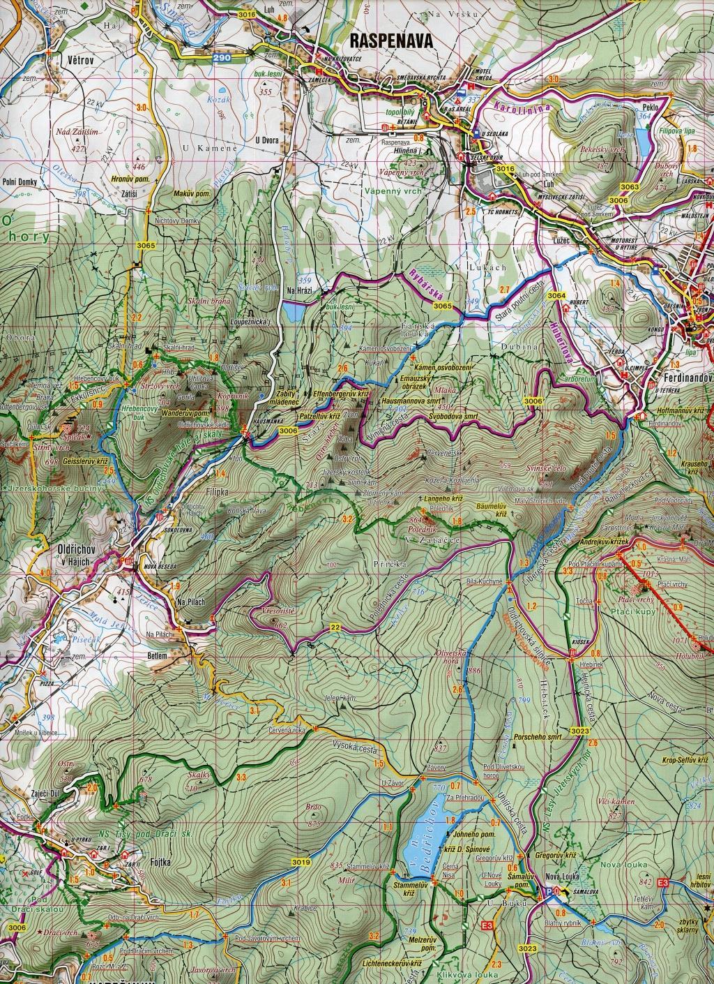 Beispielinhalt (Bild) Wanderkarte Tschechien Jizerske hory, Frydlantsko 1 : 40 00