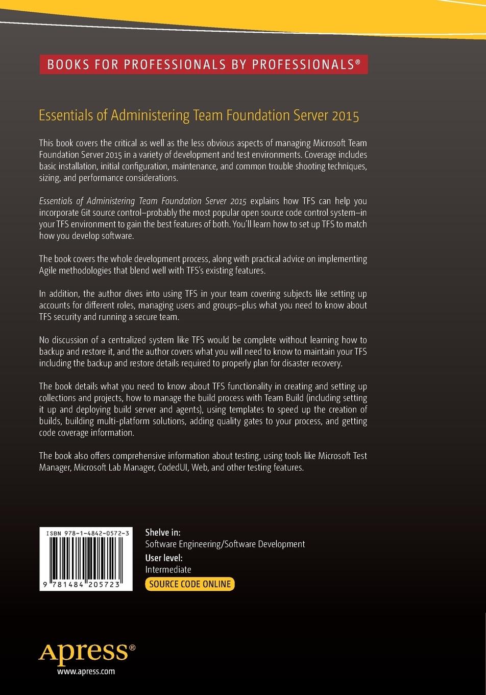 Rückseitencover Essentials of Administering Team Foundation Server 2015