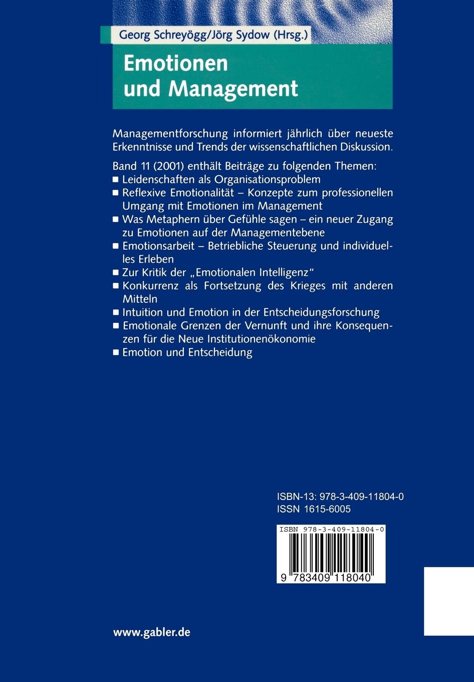 Rückseitencover Emotionen und Management