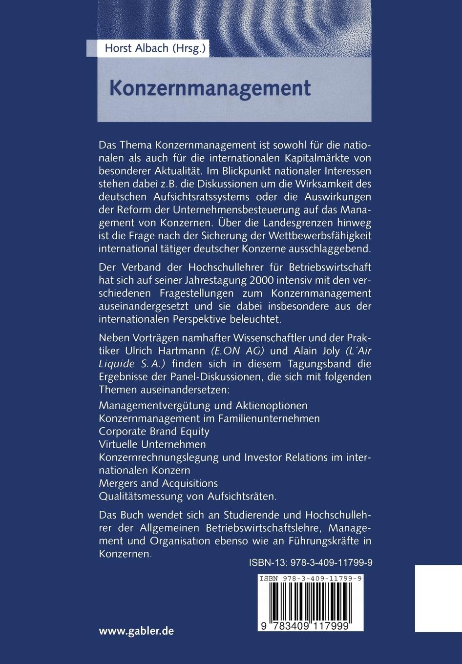 Rückseitencover Konzernmanagement