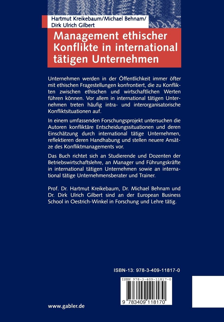 Rückseitencover Management ethischer Konflikte in international tätigen Unternehmen