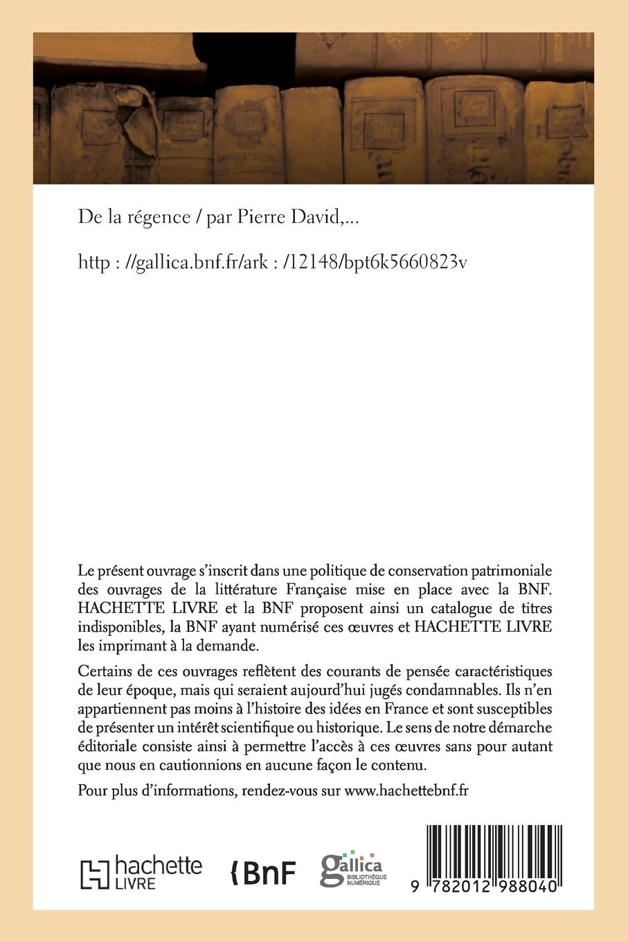 Rückseitencover de la Régence