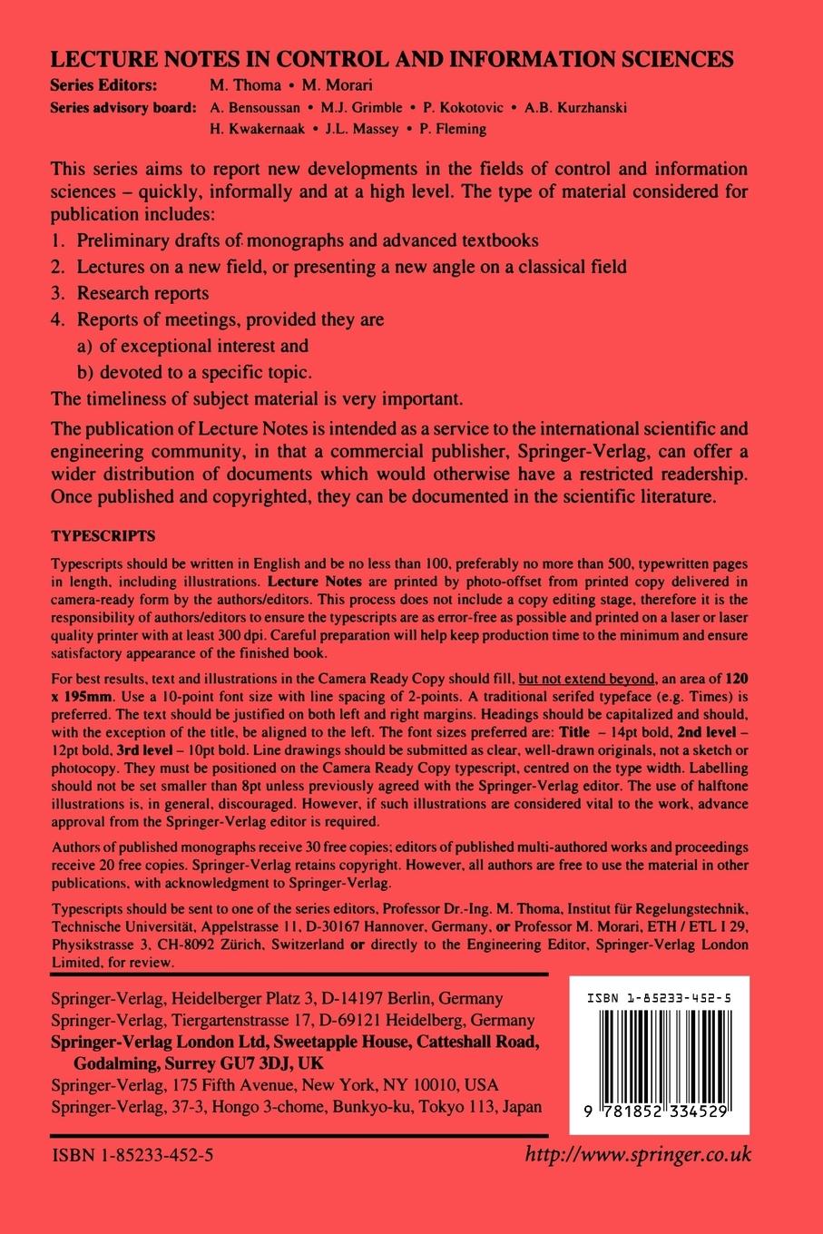 Rückseitencover Perspectives in Robust Control