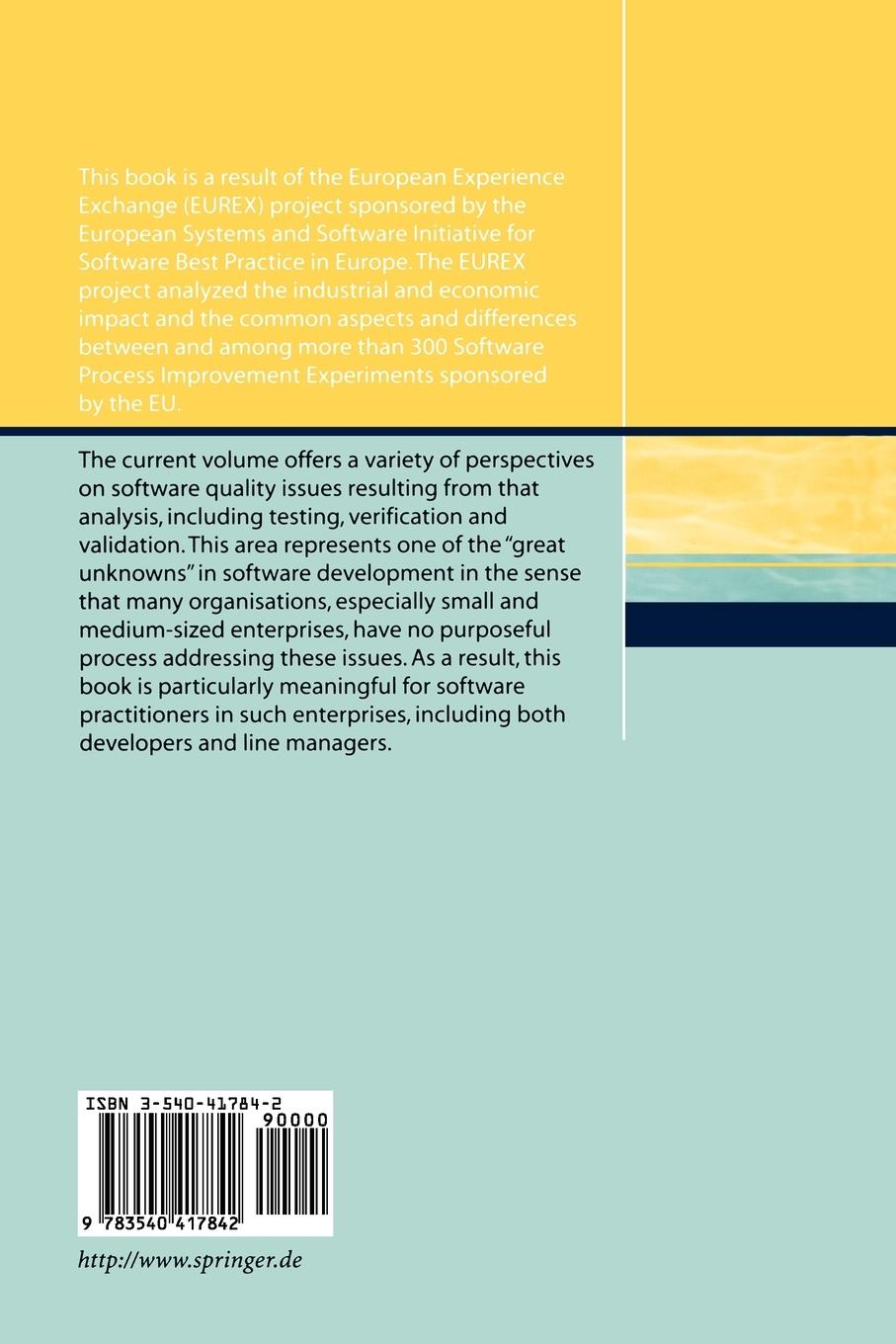 Rückseitencover Software Quality Approaches: Testing, Verification, and Validation