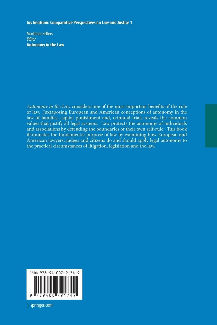 Rückseitencover Autonomy in the Law