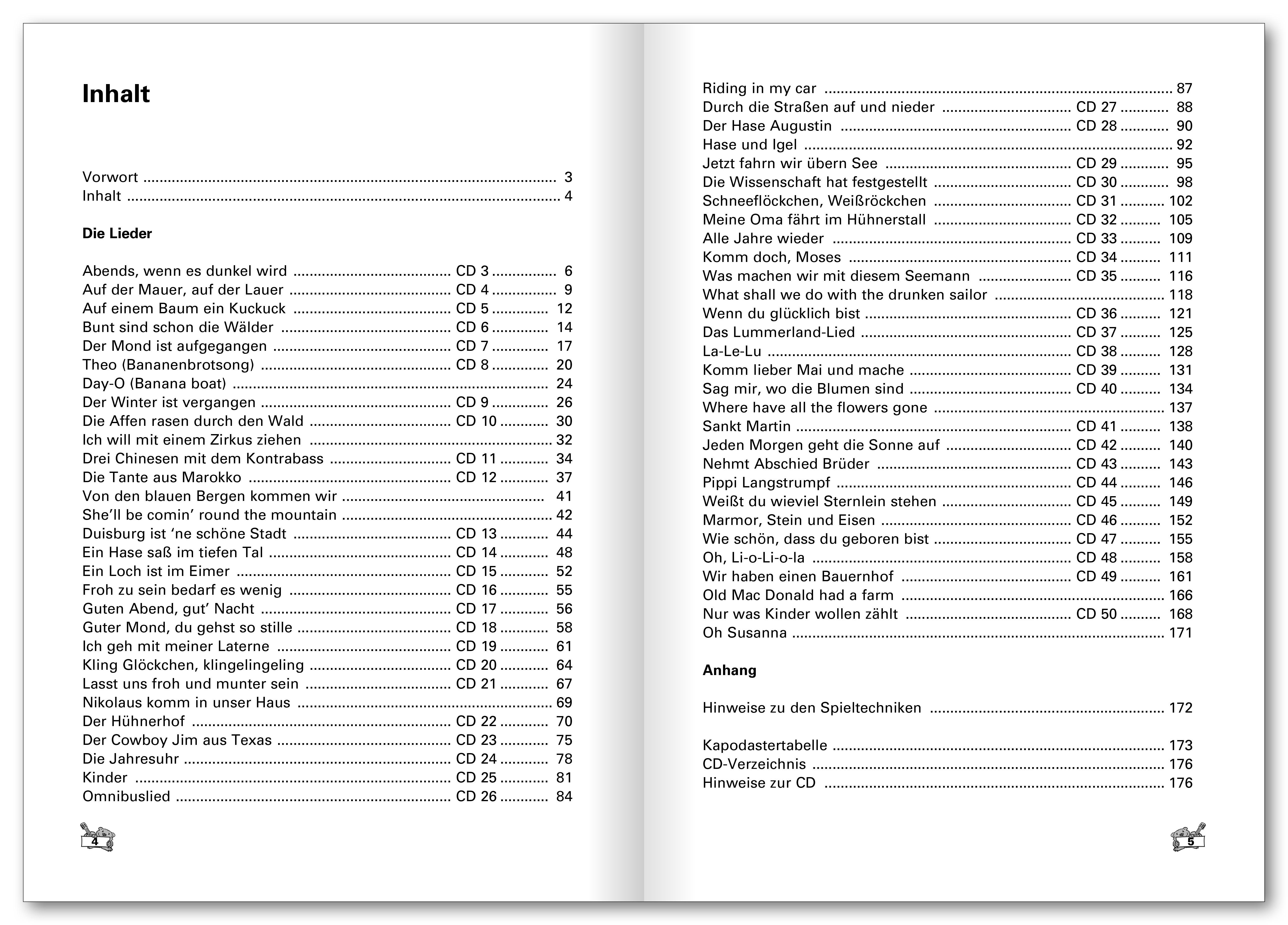 Beispielinhalt (Bild) Peter Bursch's Kinder-Liederbuch