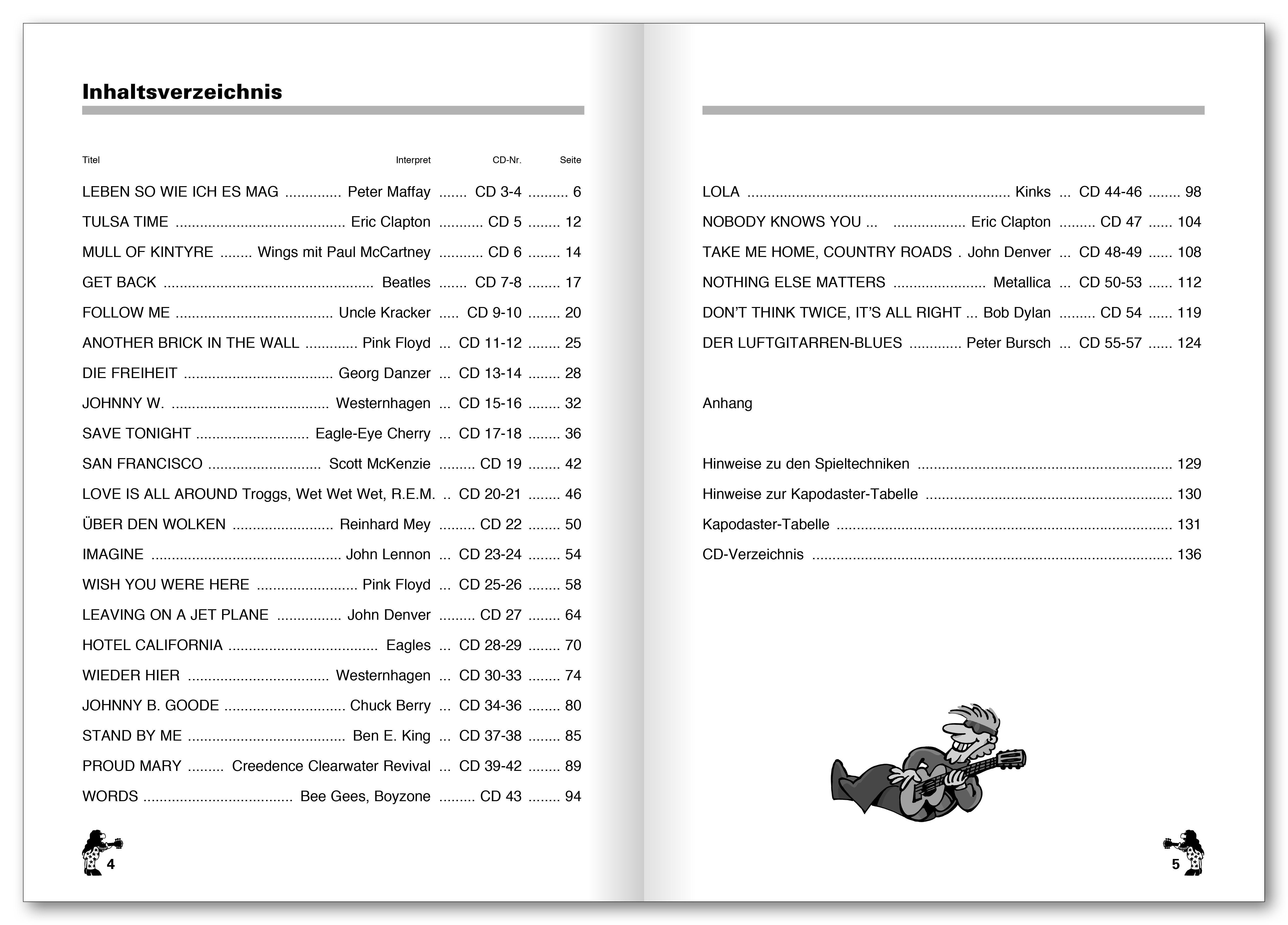 Beispielinhalt (Bild) Peter Burschs Songbuch für Gitarre. Ohne Noten