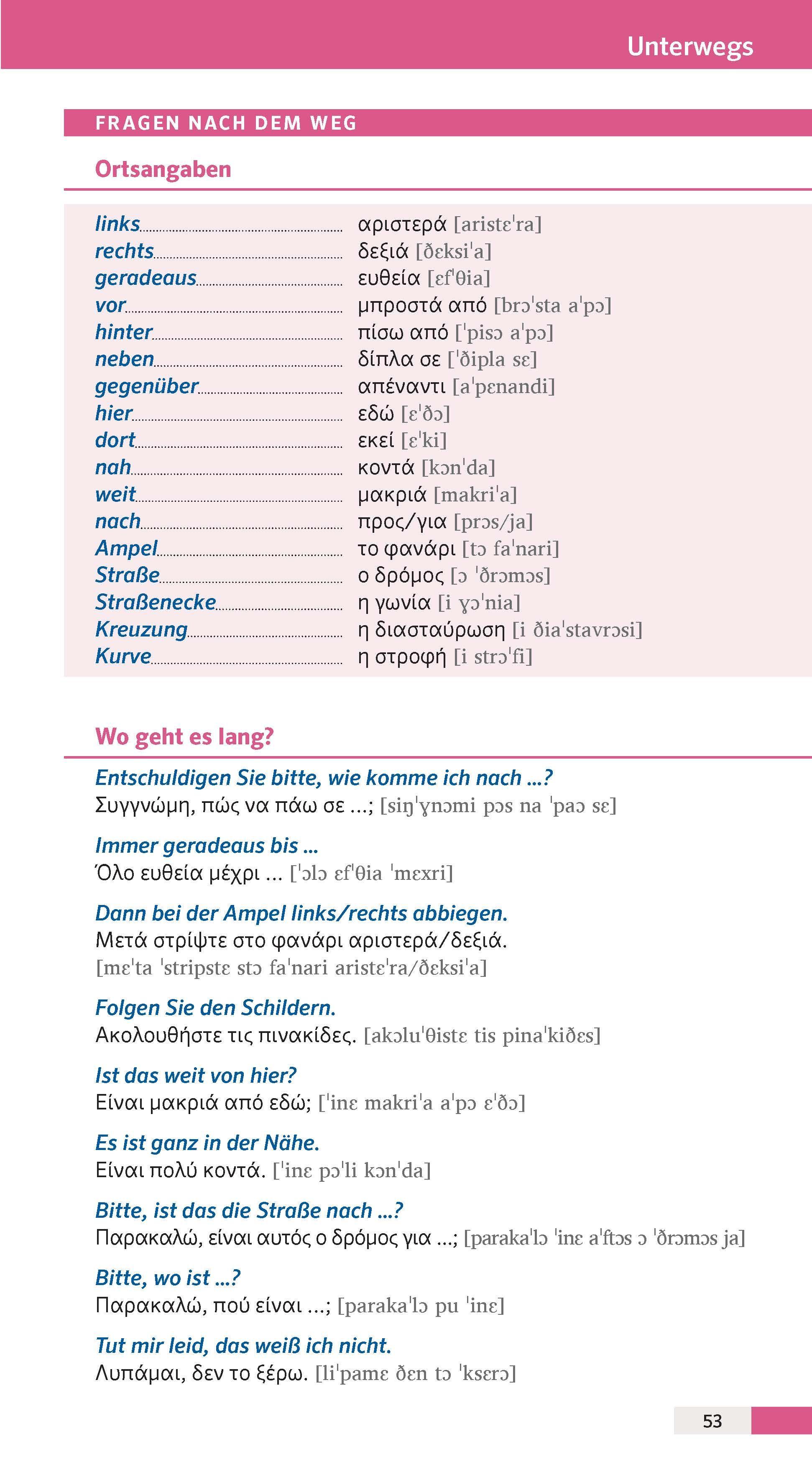 Beispielinhalt (Bild) PONS Reise-Sprachführer Griechisch