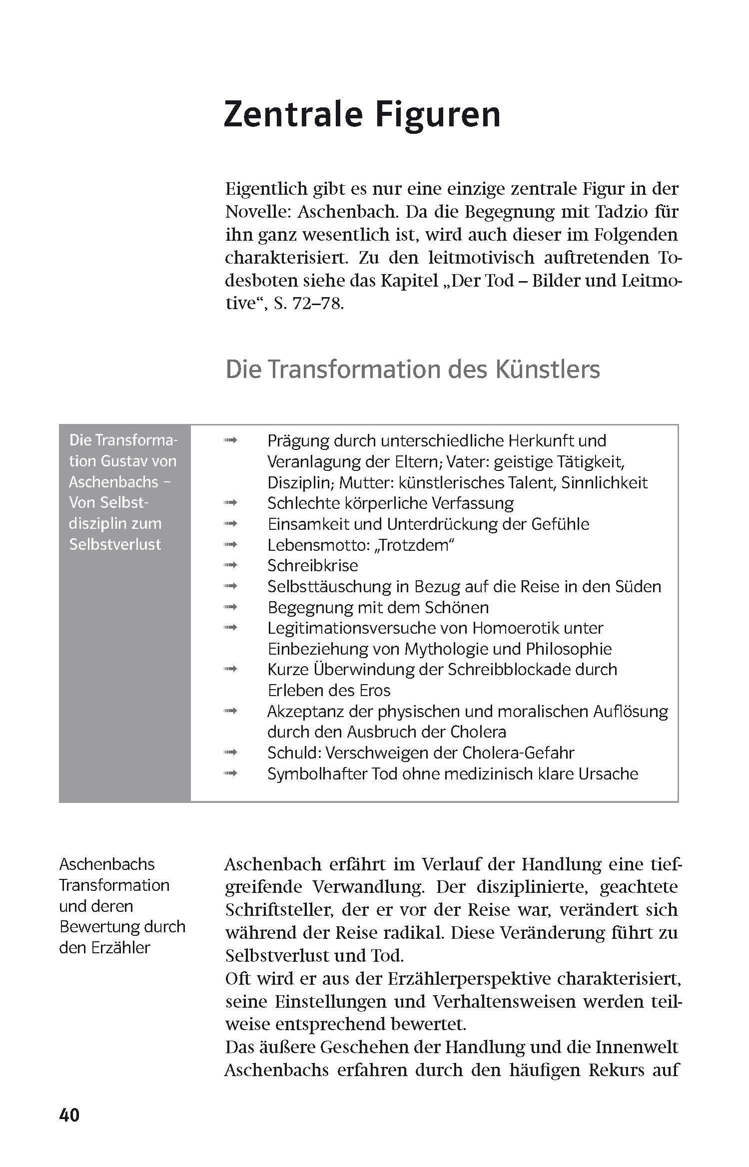 Beispielinhalt (Bild) Klett Lektürehilfen Thomas Mann "Der Tod in Venedig"