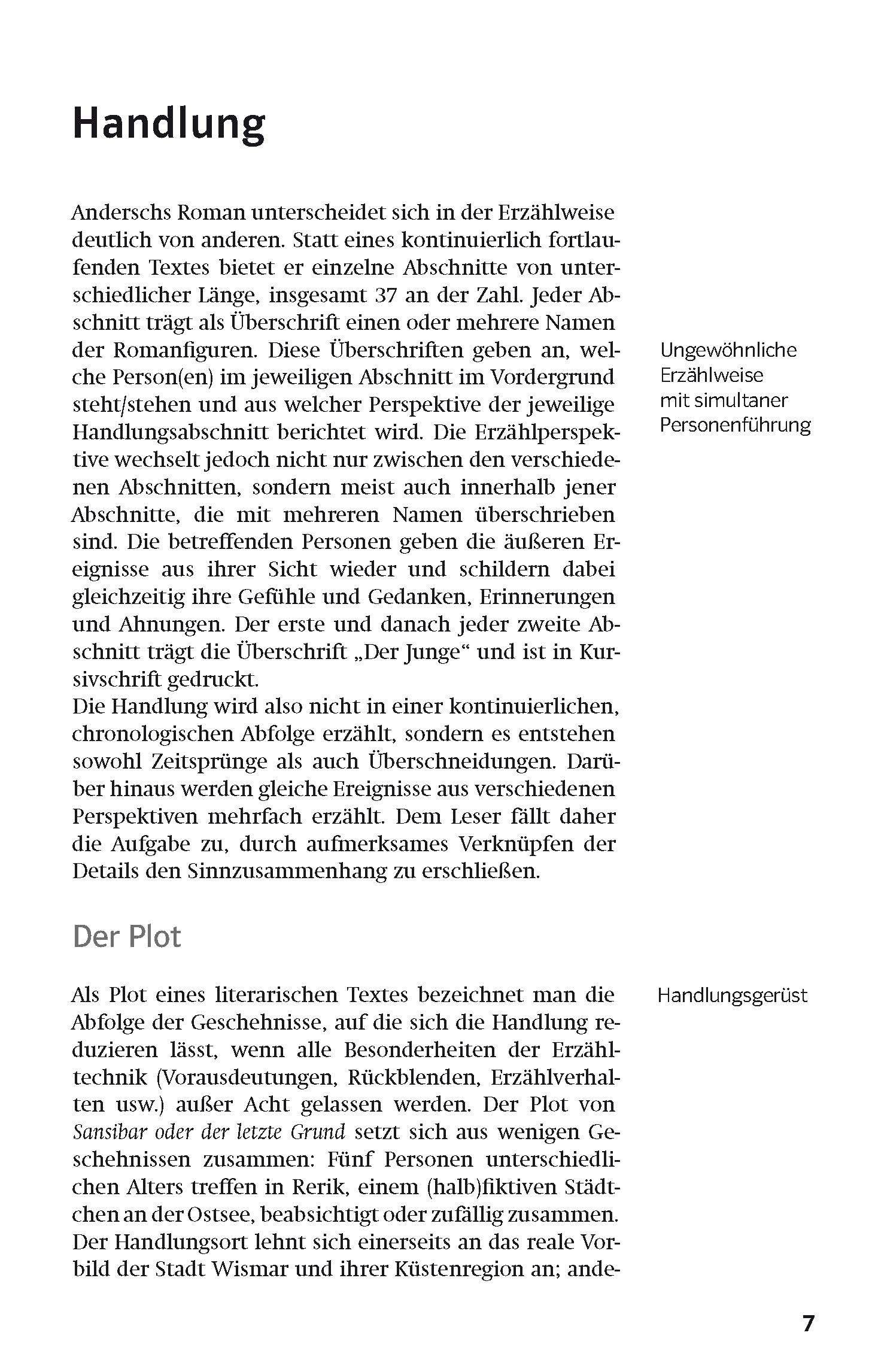 Beispielinhalt (Bild) Klett Lektürehilfen Alfred Andersch "Sansibar oder der letzte Grund"