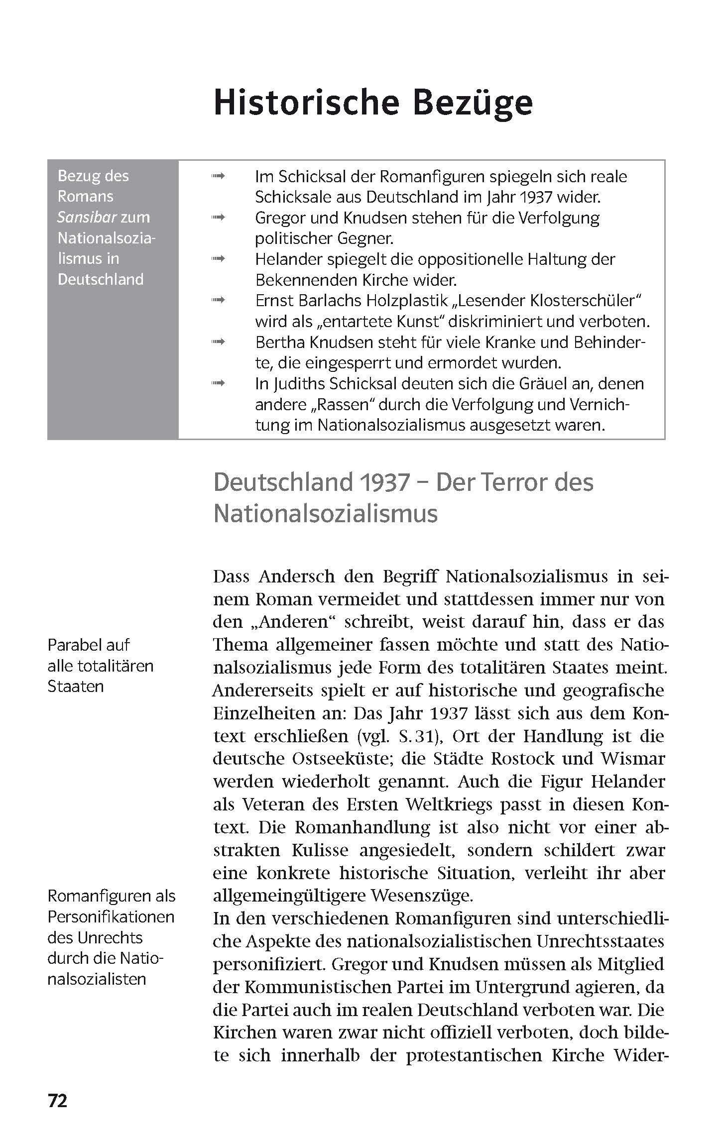 Beispielinhalt (Bild) Klett Lektürehilfen Alfred Andersch "Sansibar oder der letzte Grund"