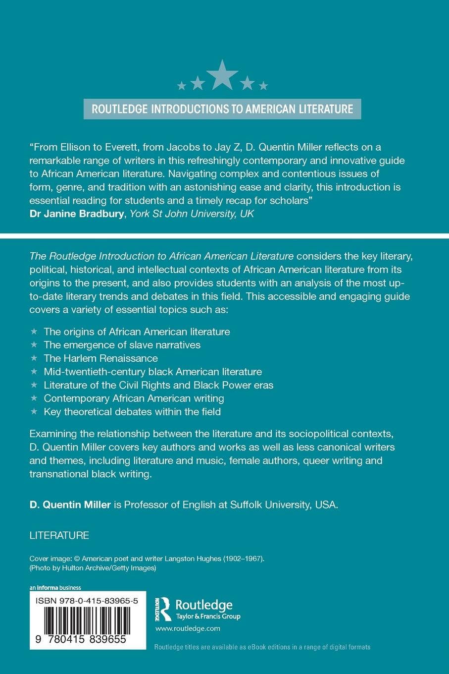 Rückseitencover The Routledge Introduction to African American Literature
