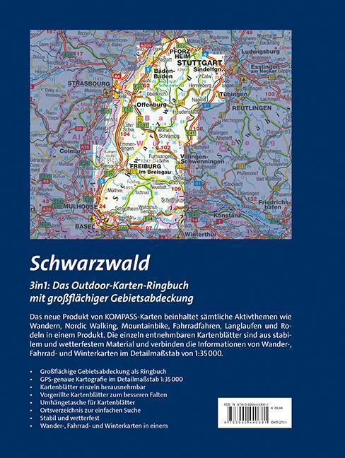 Rückseitencover KOMPASS Outdoor-Karte Ringbuch Schwarzwald 1:35.000