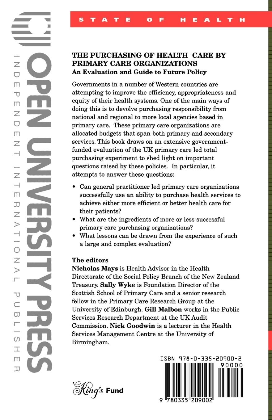 Rückseitencover The Purchasing of Health Care by Primary Care Organizations