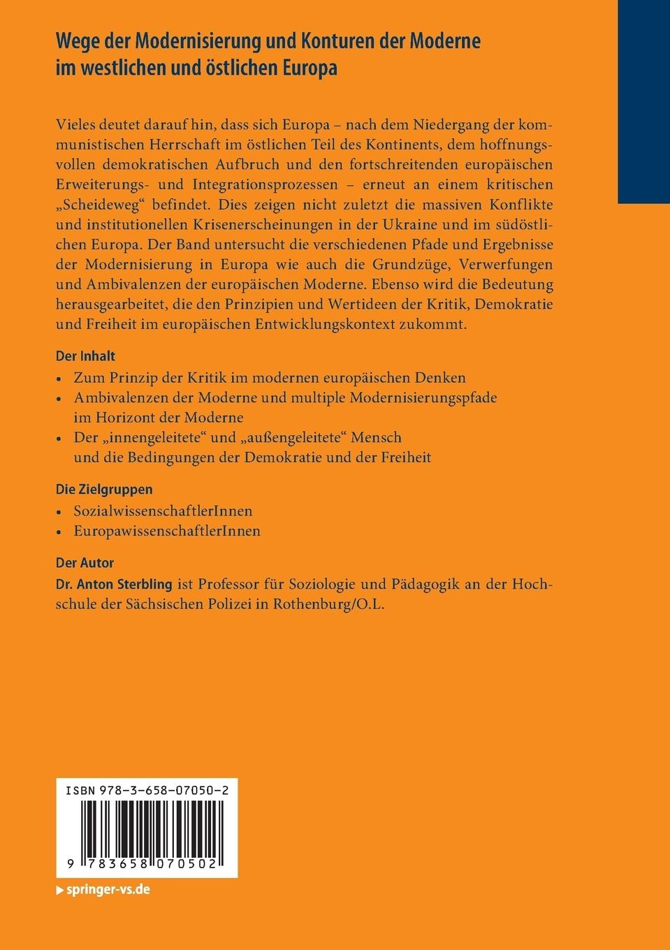 Rückseitencover Wege der Modernisierung und Konturen der Moderne im westlichen und östlichen Europa