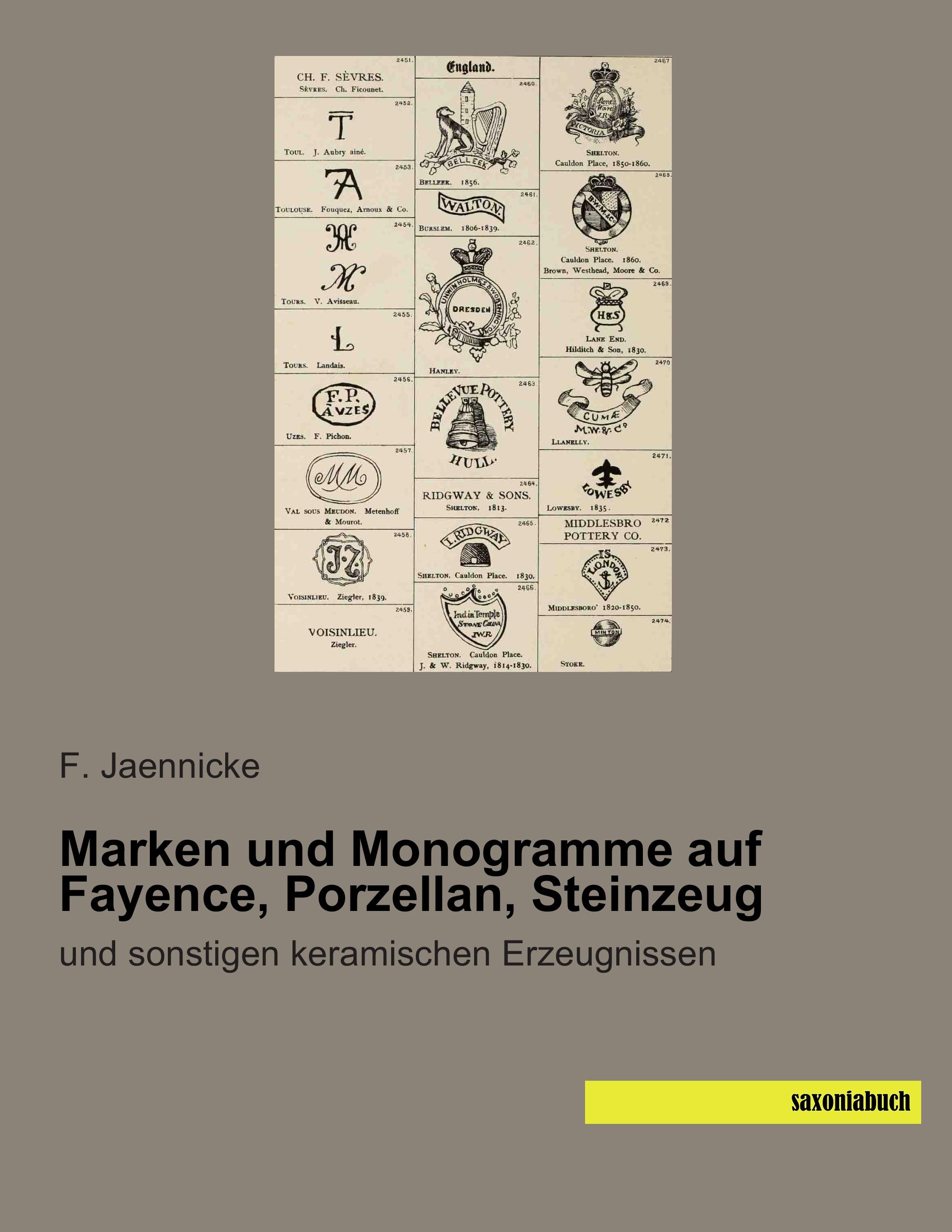 Vorderes Coverbild Marken und Monogramme auf Fayence, Porzellan, Steinzeug