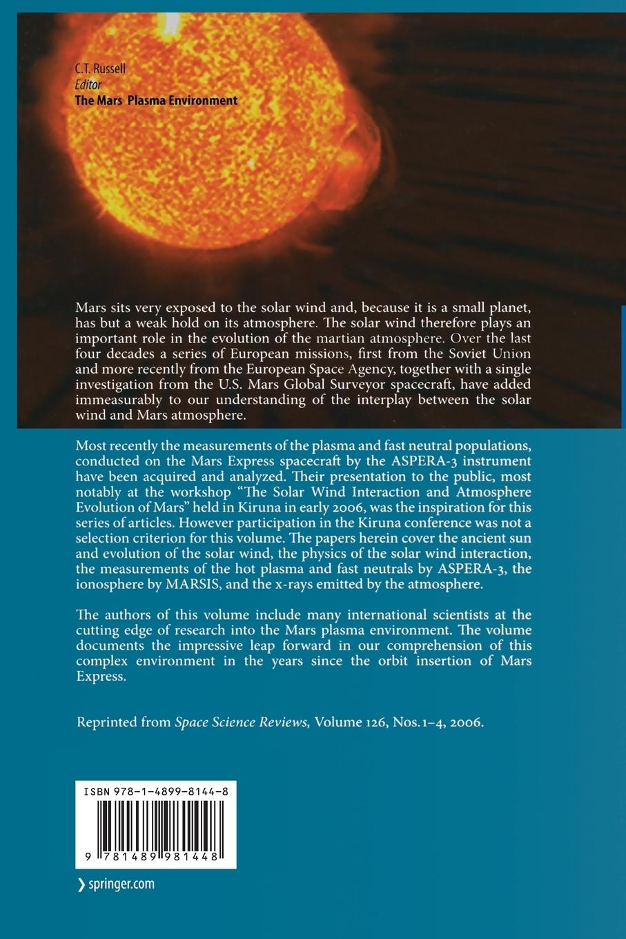 Rückseitencover The Mars Plasma Environment